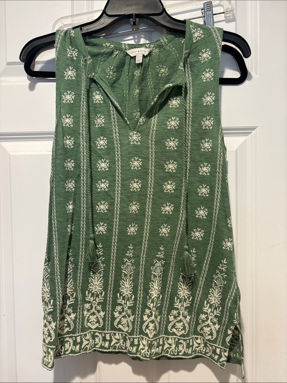 Lucky Brand Green Printed Sleeveless Top